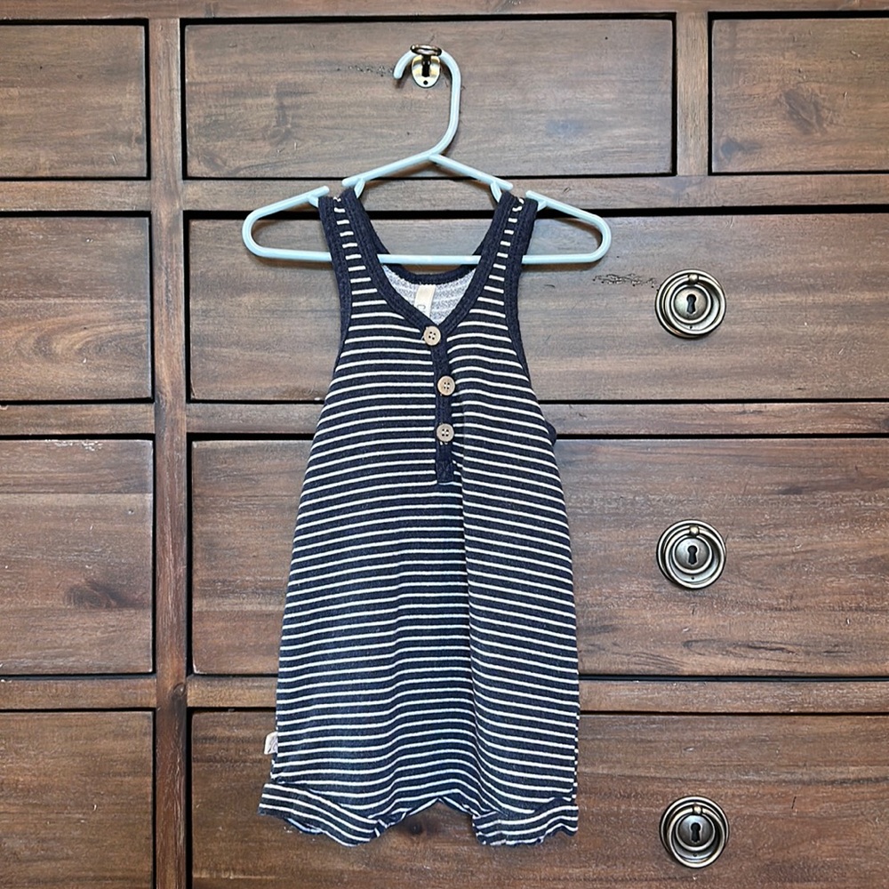 Childhoods Clothing Short Tank Romper in Nautical Stripe, Size 2T.